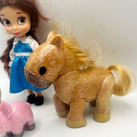 Disney Animators' Collection Mini Doll Play Set Belle And Animal Friends Glitter - Picture 7 of 9